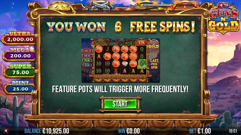 4TP Guns N’ Gold slot screen 3
