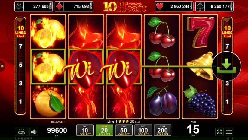 10 Burning Heart slot screen 4