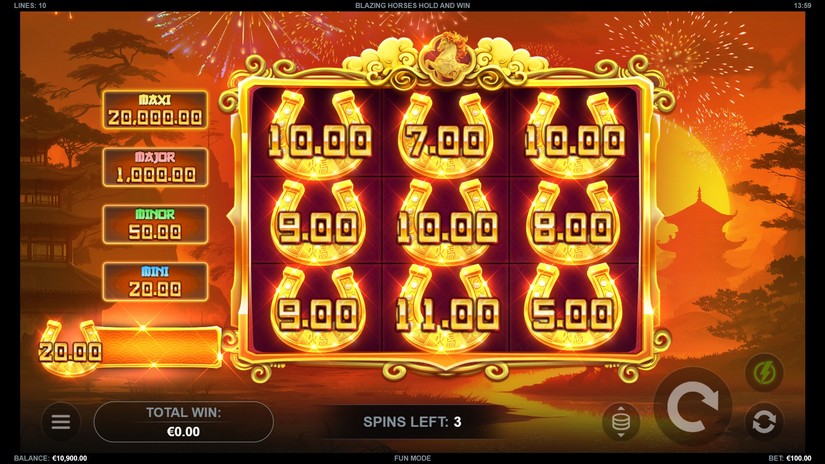Blazing Horses Hold and Win slot screen 4