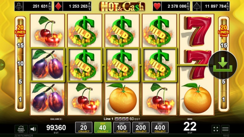 Hot & Cash slot screen 3