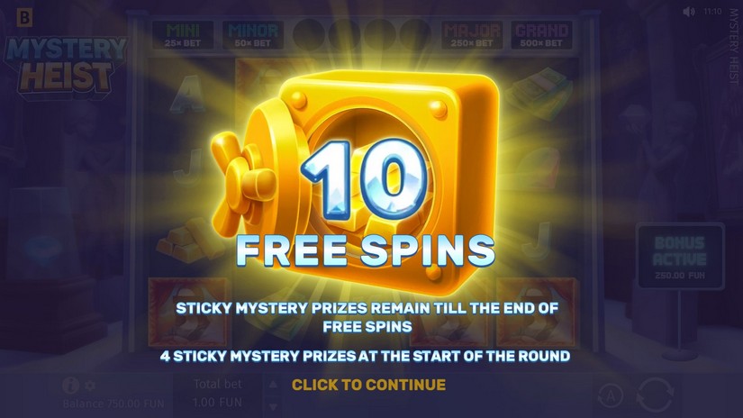 Mystery Heist slot screen 3