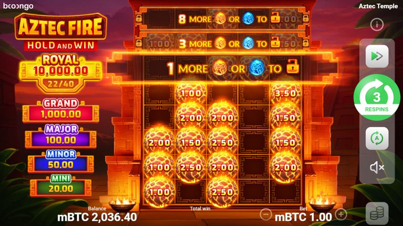 Aztec Fire: Hold and Win slot screen 1