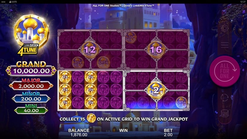 Genie’s Link&Win 4Tune slot screen 1