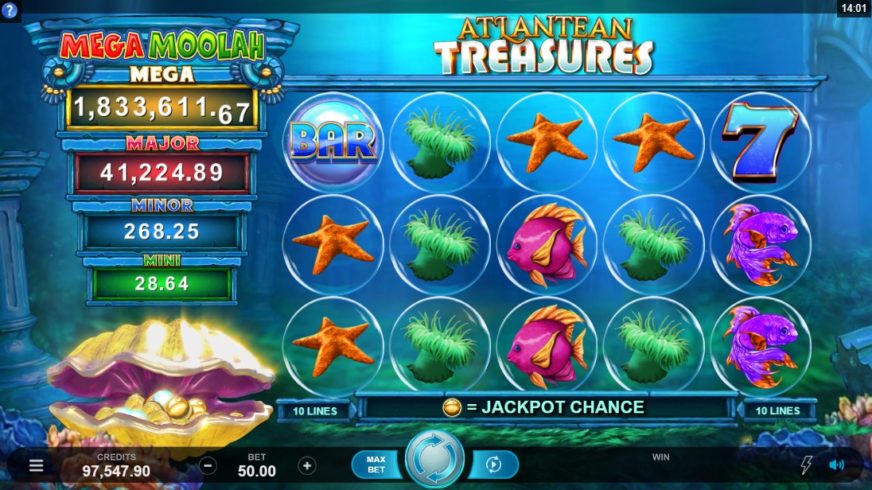 Atlantean Treasures Mega Moolah slot screen 1
