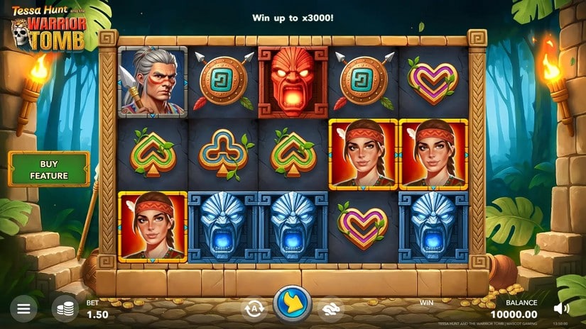 Tessa Hunt and the Warrior Tomb slot screen 1