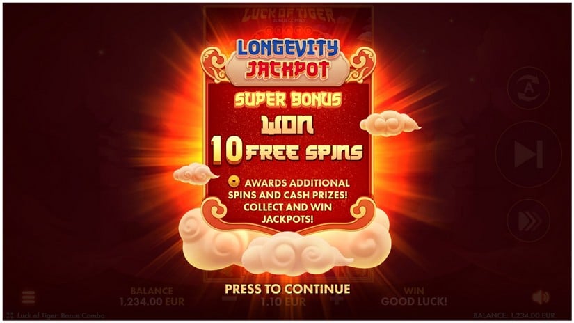 Luck of Tiger: Bonus Combo slot screen 2