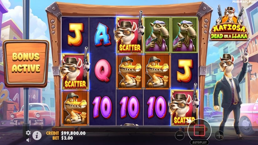 Mafiosa Dead or a Llama slot screen 2