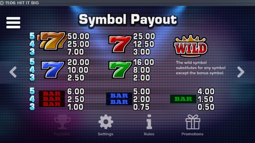 Hit It Big slot screen 2