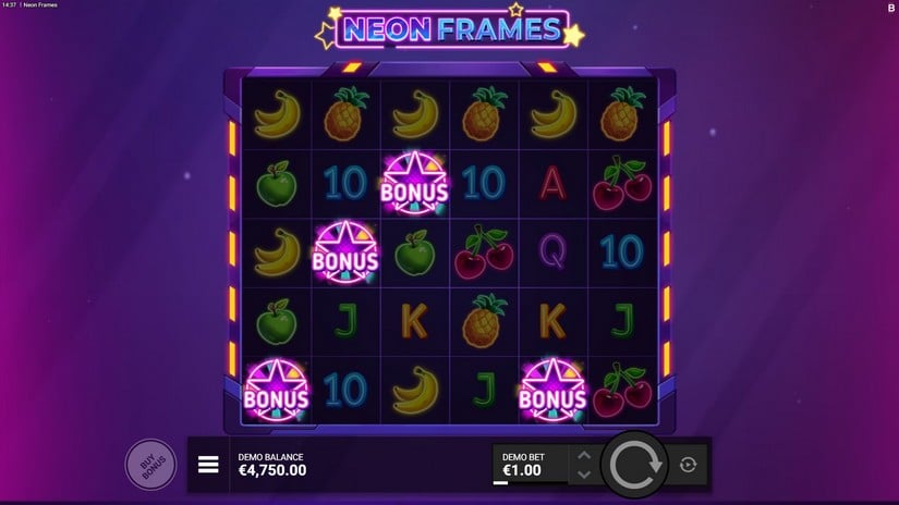 Neon Frames slot screen 2