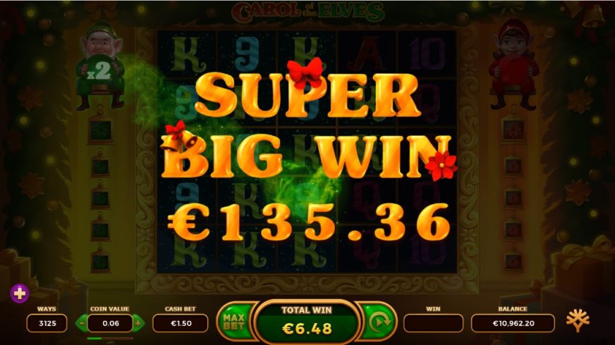 Carol of the Elves slot screen 4