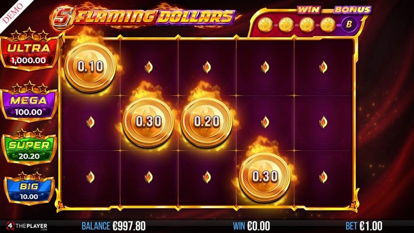 5 Flaming Dollars slot screen 3