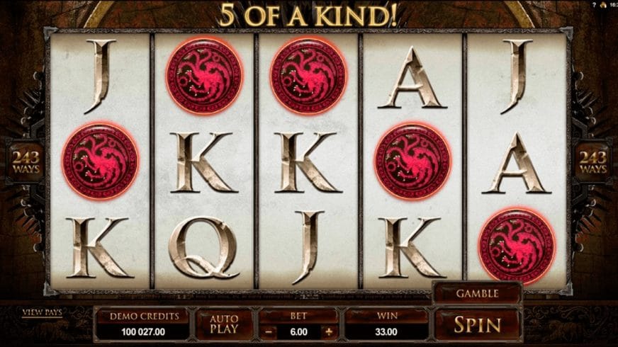Game of Thrones slot screen 3