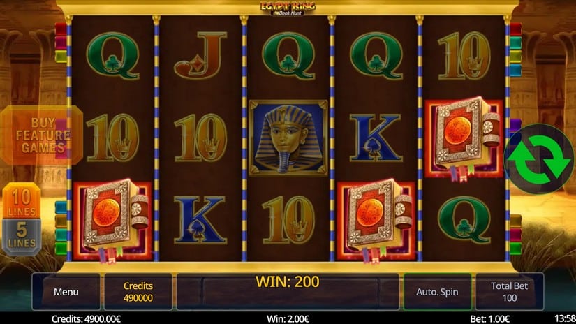 Egypt King Book Hunt slot screen 2