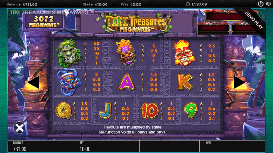 Tiki Treasures Megaways slot screen 2