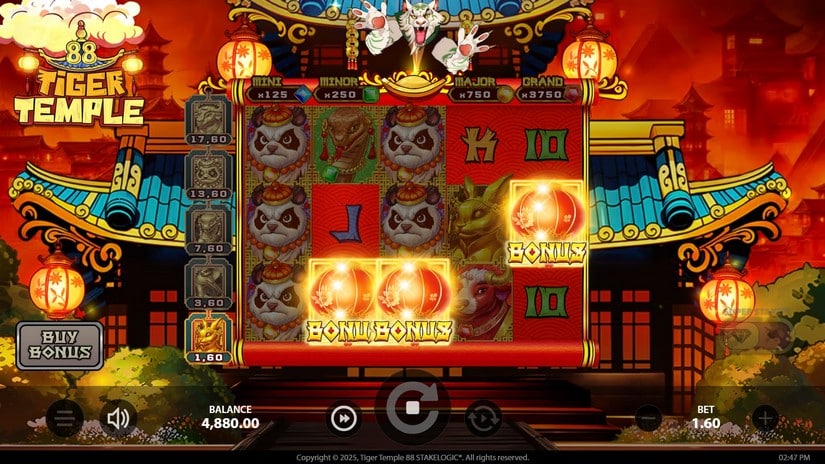 Tiger Temple 88 slot screen 2