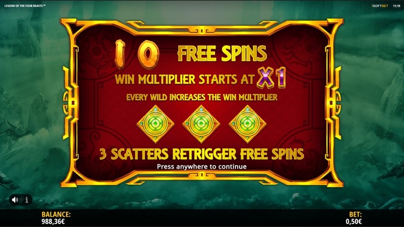 Legend of the Four Beasts slot screen 4