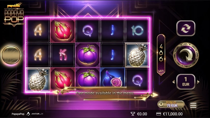 PapayaPop slot screen 1