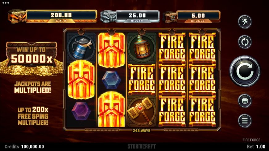 Fire Forge slot screen 1