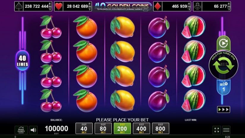 40 Golden Coins slot screen 1