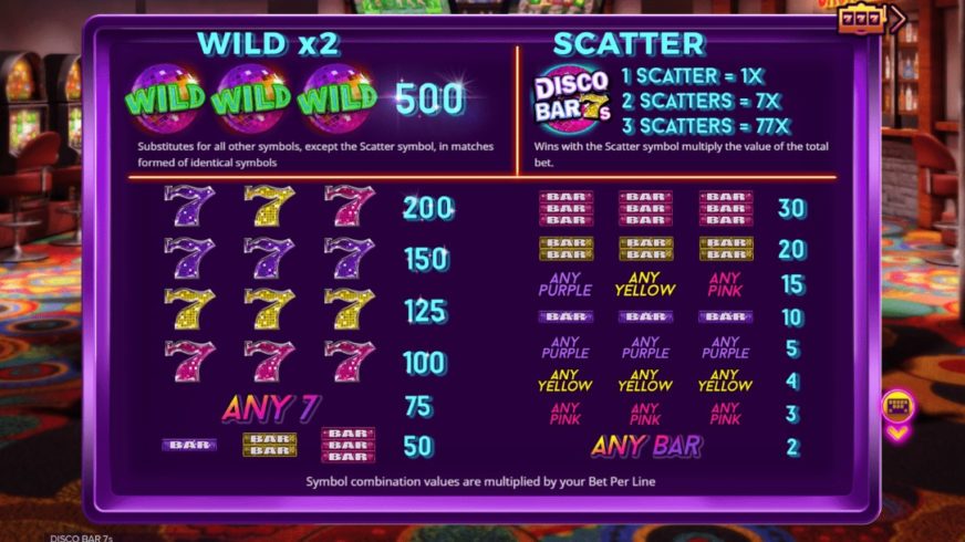 Disco Bar 7s slot screen 2