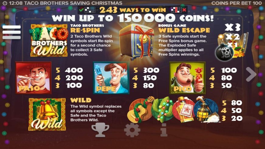 Taco Brothers Saving Christmas slot screen 2