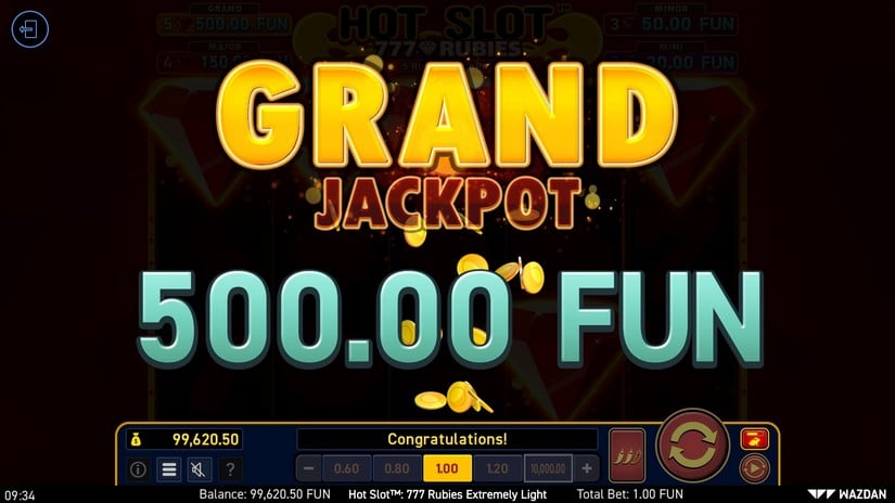 Hot Slot™: 777 Rubies Extremely Light slot screen 6