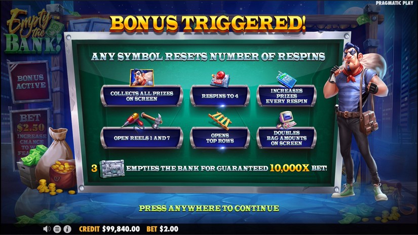 Empty the Bank slot screen 3
