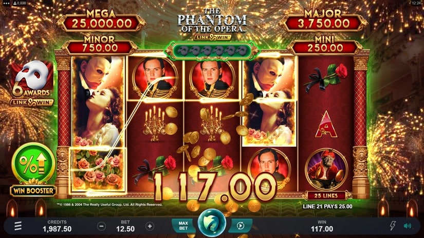 Phantom of the Opera Link & Win slot screen 2