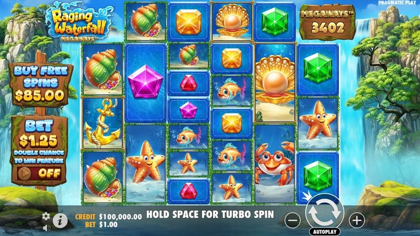 Raging Waterfall Megaways slot screen 1