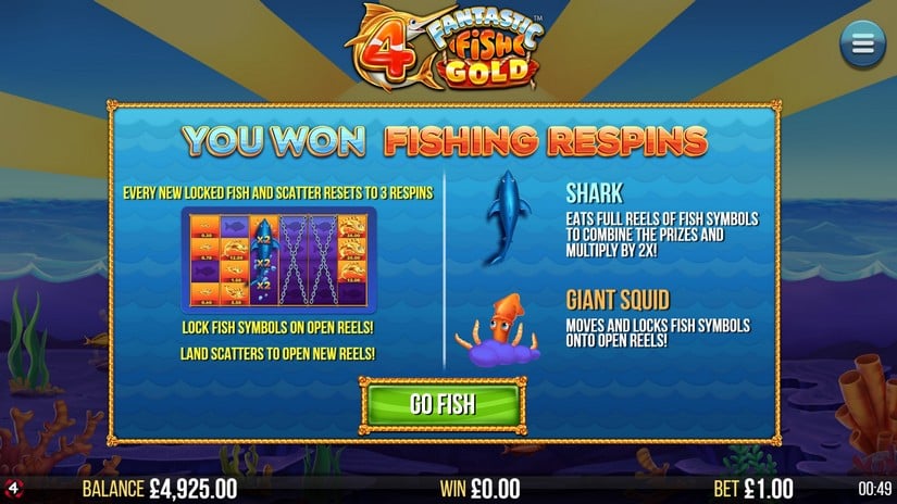 4 Fantastic Fish Gold slot screen 3