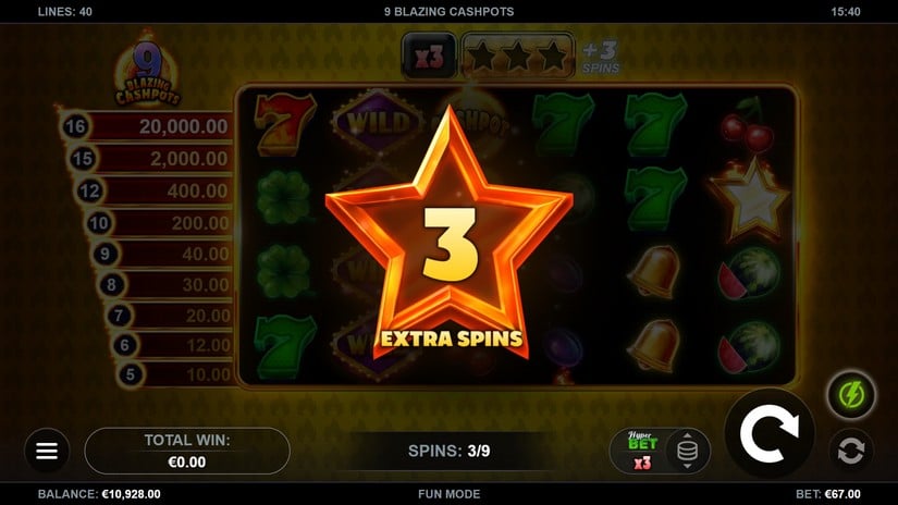 9 Blazing Cashpots slot screen 4