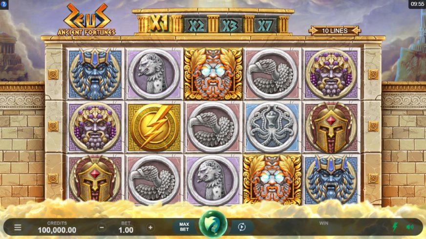Ancient Fortunes: Zeus slot screen 1