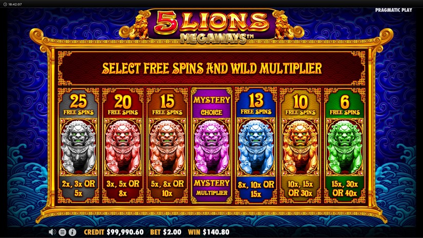 5 Lions Megaways slot screen 3