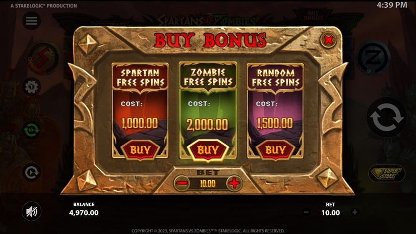 Spartans vs Zombies slot screen 2