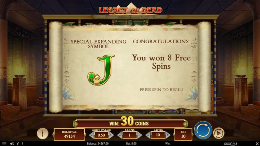 Legacy of Dead slot screen 3