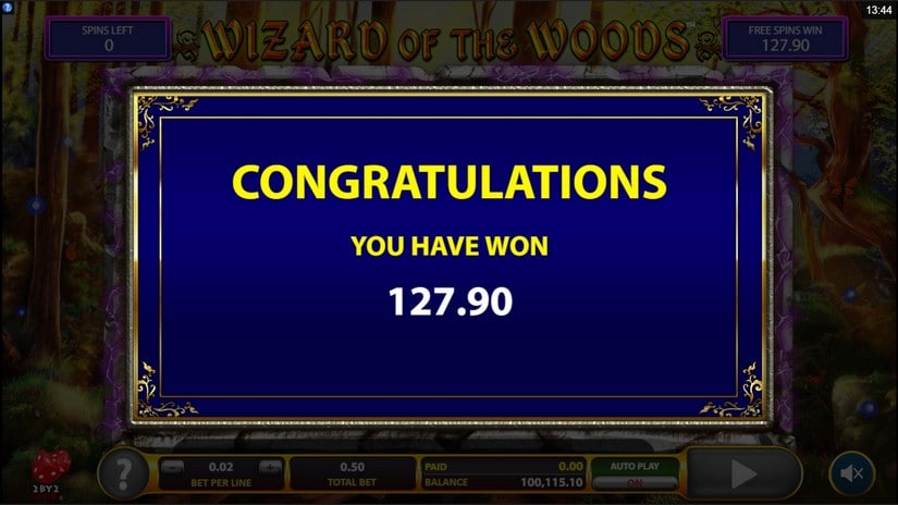 Wizard of the Woods slot screen 5