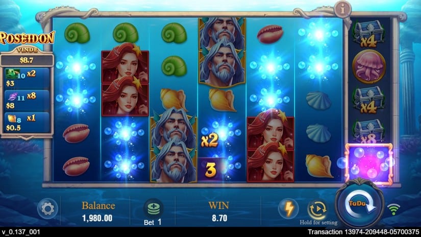 Poseidon slot screen 3