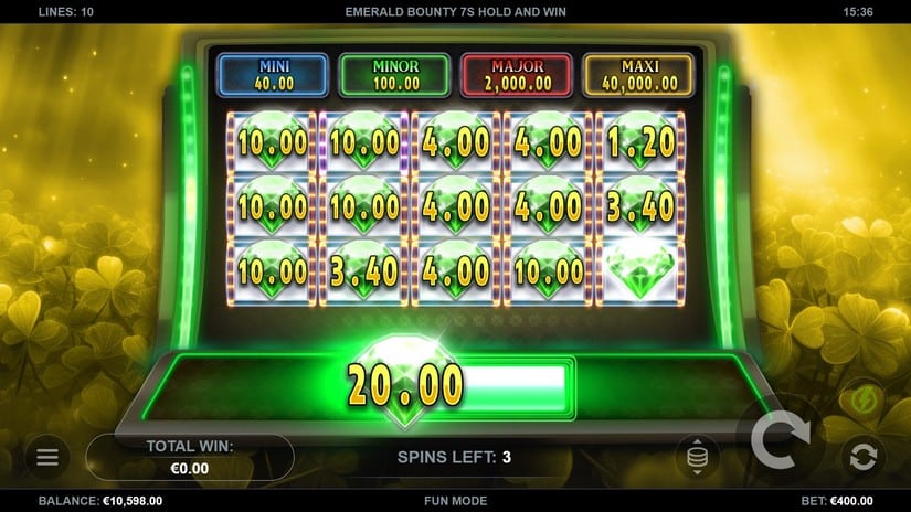 Emerald Bounty 7s Hold and Win slot screen 5
