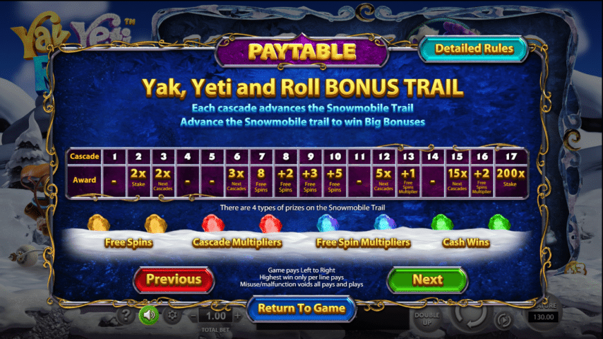 Yak Yeti and Roll slot screen 2
