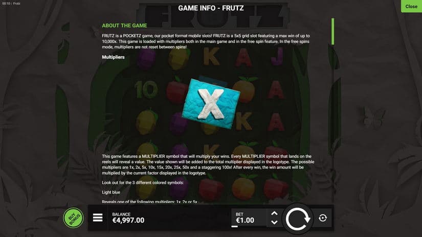 FRUTZ slot screen 5