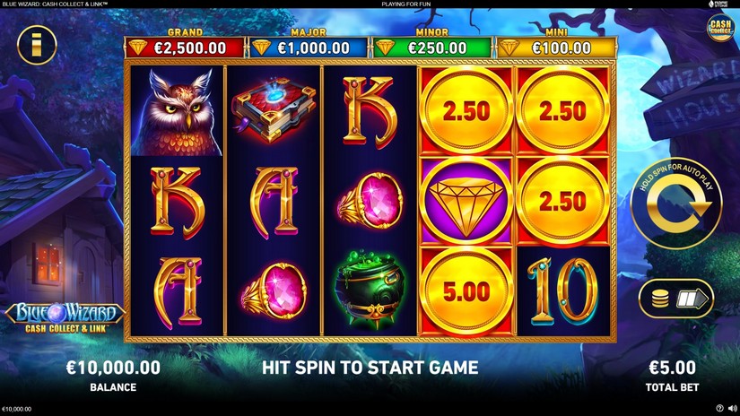 Blue Wizard Cash Collect & Link slot screen 1
