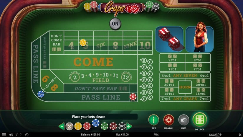 Craps slot screen 2