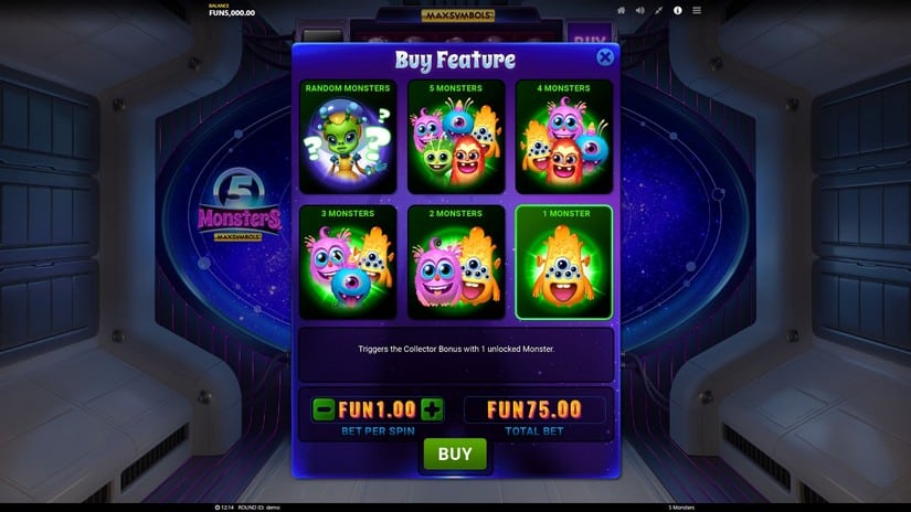 5 Monsters slot screen 2