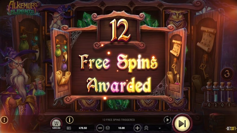 Alkemor’s Elements slot screen 3