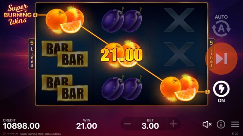 Super Burning Wins: classic 5 lines slot screen 4