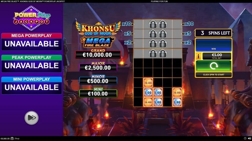 Mega Fire Blaze: Khonsu God of Moon Powerplay Jackpot slot screen 4