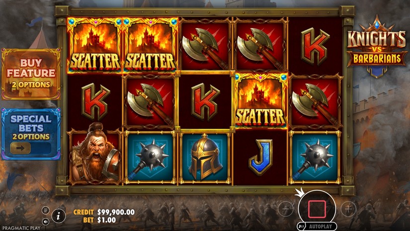 Knights vs Barbarians slot screen 2