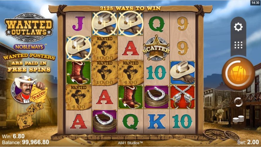 Wanted Outlaws Nobleways slot screen 2