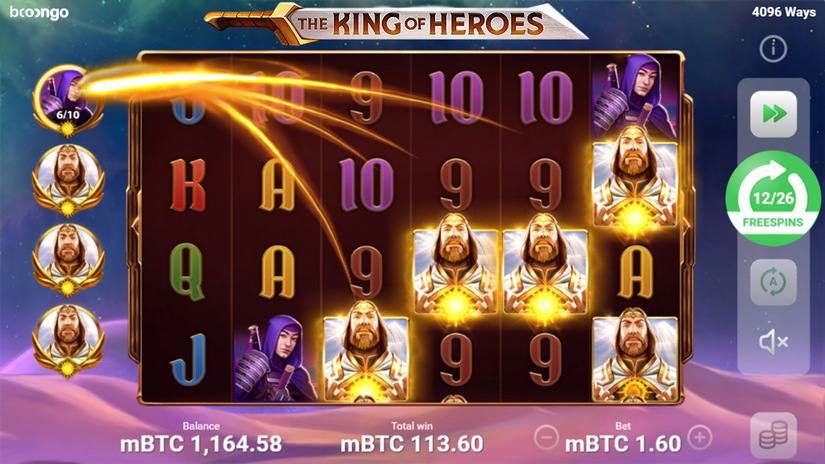 The King of Heroes slot screen 1