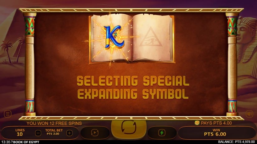 Book of Egypt slot screen 5